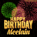 Wishing You A Happy Birthday, Mcclain! Best fireworks GIF animated greeting card.