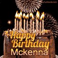 Chocolate Happy Birthday Cake for Mckenna (GIF)