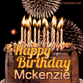 Chocolate Happy Birthday Cake for Mckenzie (GIF)