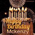 Chocolate Happy Birthday Cake for Mckenzy (GIF)