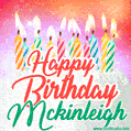 Happy Birthday GIF for Mckinleigh with Birthday Cake and Lit Candles