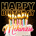 Mckinzie - Animated Happy Birthday Cake GIF Image for WhatsApp