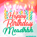 Happy Birthday GIF for Meadhbh with Birthday Cake and Lit Candles