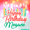 Happy Birthday GIF for Megane with Birthday Cake and Lit Candles