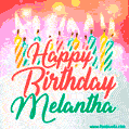 Happy Birthday GIF for Melantha with Birthday Cake and Lit Candles