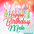 Happy Birthday GIF for Mele with Birthday Cake and Lit Candles