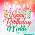 Happy Birthday GIF for Melite with Birthday Cake and Lit Candles