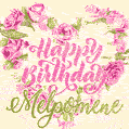Pink rose heart shaped bouquet - Happy Birthday Card for Melpomene