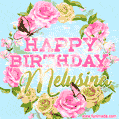 Beautiful Birthday Flowers Card for Melusina with Glitter Animated Butterflies