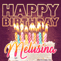 Melusina - Animated Happy Birthday Cake GIF Image for WhatsApp