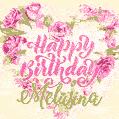 Pink rose heart shaped bouquet - Happy Birthday Card for Melusina