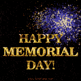 Best Happy Memorial Day Gold Text and Fireworks GIF animation