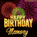 Wishing You A Happy Birthday, Memory! Best fireworks GIF animated greeting card.