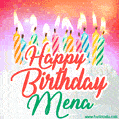 Happy Birthday GIF for Mena with Birthday Cake and Lit Candles