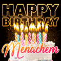 Menachem - Animated Happy Birthday Cake GIF for WhatsApp