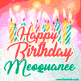 Happy Birthday GIF for Meoquanee with Birthday Cake and Lit Candles