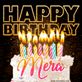 Mera - Animated Happy Birthday Cake GIF Image for WhatsApp