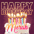 Merab - Animated Happy Birthday Cake GIF Image for WhatsApp