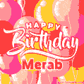 Happy Birthday Merab - Colorful Animated Floating Balloons Birthday Card