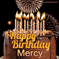 Chocolate Happy Birthday Cake for Mercy (GIF)