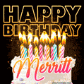 Merritt - Animated Happy Birthday Cake GIF for WhatsApp