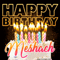Meshach - Animated Happy Birthday Cake GIF for WhatsApp