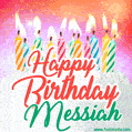Happy Birthday GIF for Messiah with Birthday Cake and Lit Candles