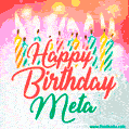 Happy Birthday GIF for Meta with Birthday Cake and Lit Candles