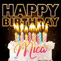 Mica - Animated Happy Birthday Cake GIF for WhatsApp