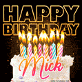 Mick - Animated Happy Birthday Cake GIF for WhatsApp