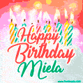 Happy Birthday GIF for Miela with Birthday Cake and Lit Candles
