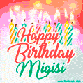 Happy Birthday GIF for Migisi with Birthday Cake and Lit Candles