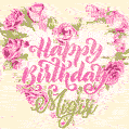 Pink rose heart shaped bouquet - Happy Birthday Card for Migisi