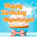 Happy Birthday, Miguelangel! Elegant cupcake with a sparkler.
