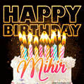 Mihir - Animated Happy Birthday Cake GIF for WhatsApp