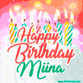 Happy Birthday GIF for Miina with Birthday Cake and Lit Candles