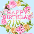 Beautiful Birthday Flowers Card for Mika with Animated Butterflies