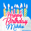 Happy Birthday GIF for Mikko with Birthday Cake and Lit Candles