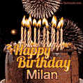 Chocolate Happy Birthday Cake for Milan (GIF)