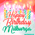 Happy Birthday GIF for Milburga with Birthday Cake and Lit Candles