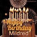 Chocolate Happy Birthday Cake for Mildred (GIF)