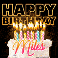 Miles - Animated Happy Birthday Cake GIF for WhatsApp