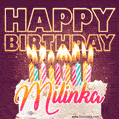 Milinka - Animated Happy Birthday Cake GIF Image for WhatsApp