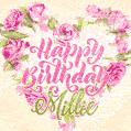 Pink rose heart shaped bouquet - Happy Birthday Card for Millie