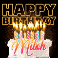 Miloh - Animated Happy Birthday Cake GIF for WhatsApp