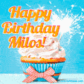 Happy Birthday, Milos! Elegant cupcake with a sparkler.