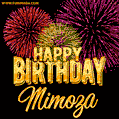 Wishing You A Happy Birthday, Mimoza! Best fireworks GIF animated greeting card.
