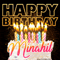 Minahil - Animated Happy Birthday Cake GIF Image for WhatsApp