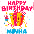 Funny Happy Birthday Minha GIF