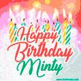 Happy Birthday GIF for Minty with Birthday Cake and Lit Candles